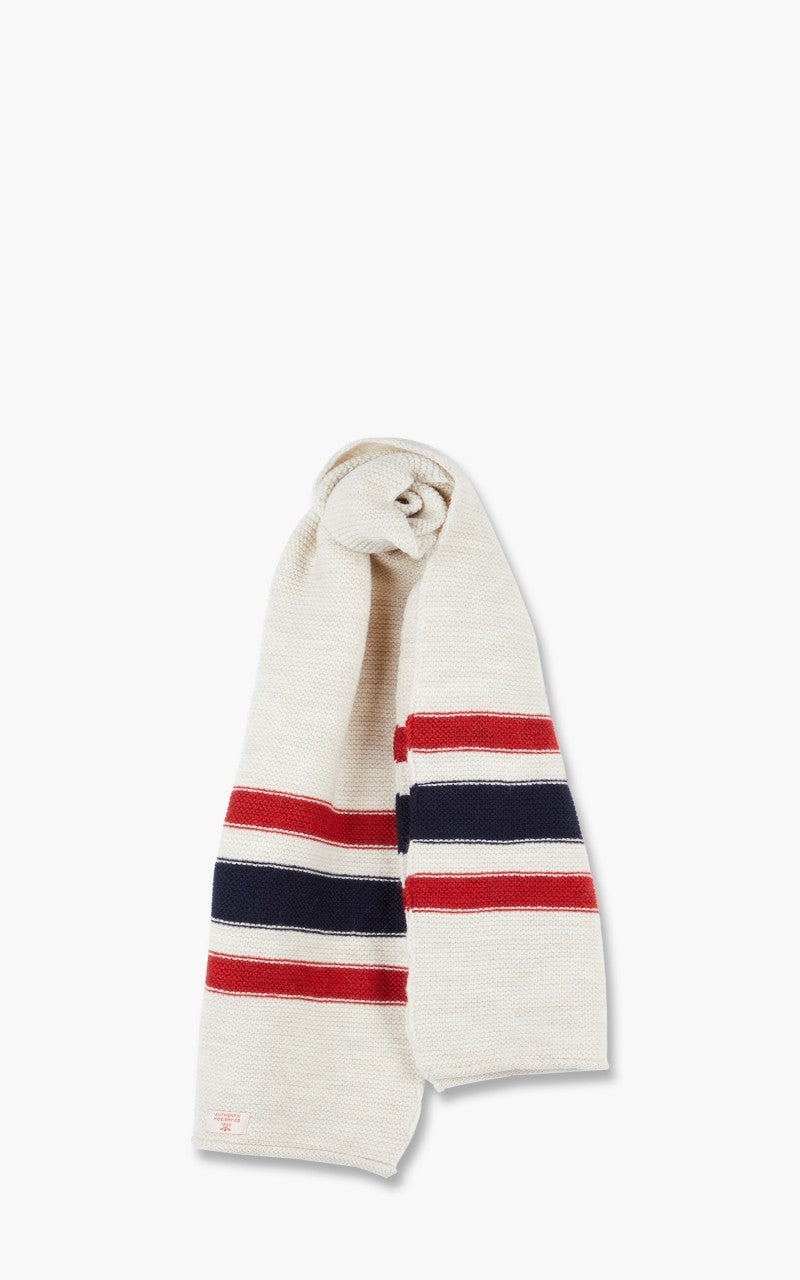 Nigel Cabourn Striped Scarf Schoeller Wool Natural