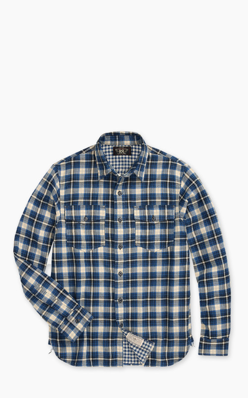 RRL Plaid Double Faced Workshirt Blue Multi