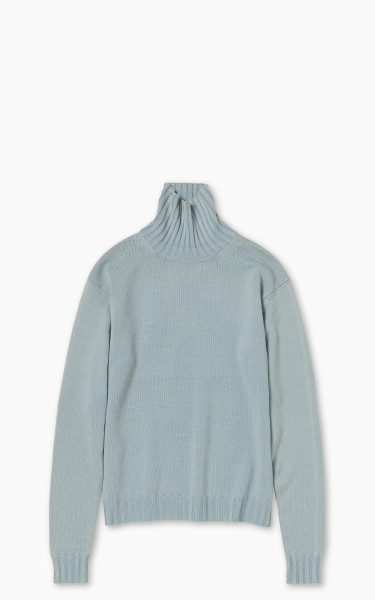 Auralee Washed French Merino Knit Turtle Light Blue | Cultizm