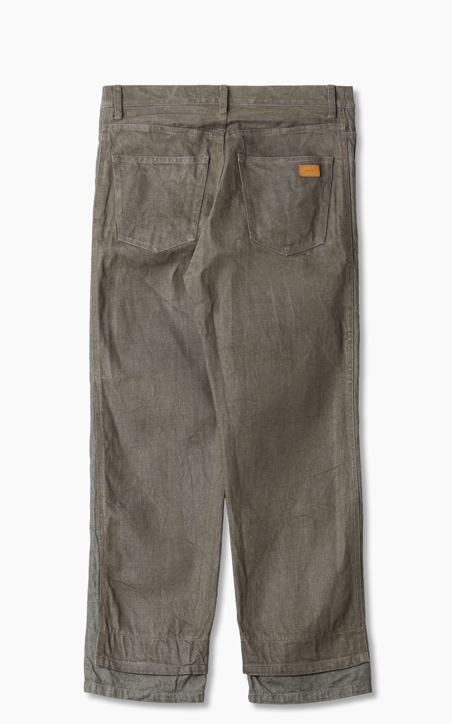 Yoke Connected 7 Pocket Straight Denim Trouser Olive Drab | Cultizm