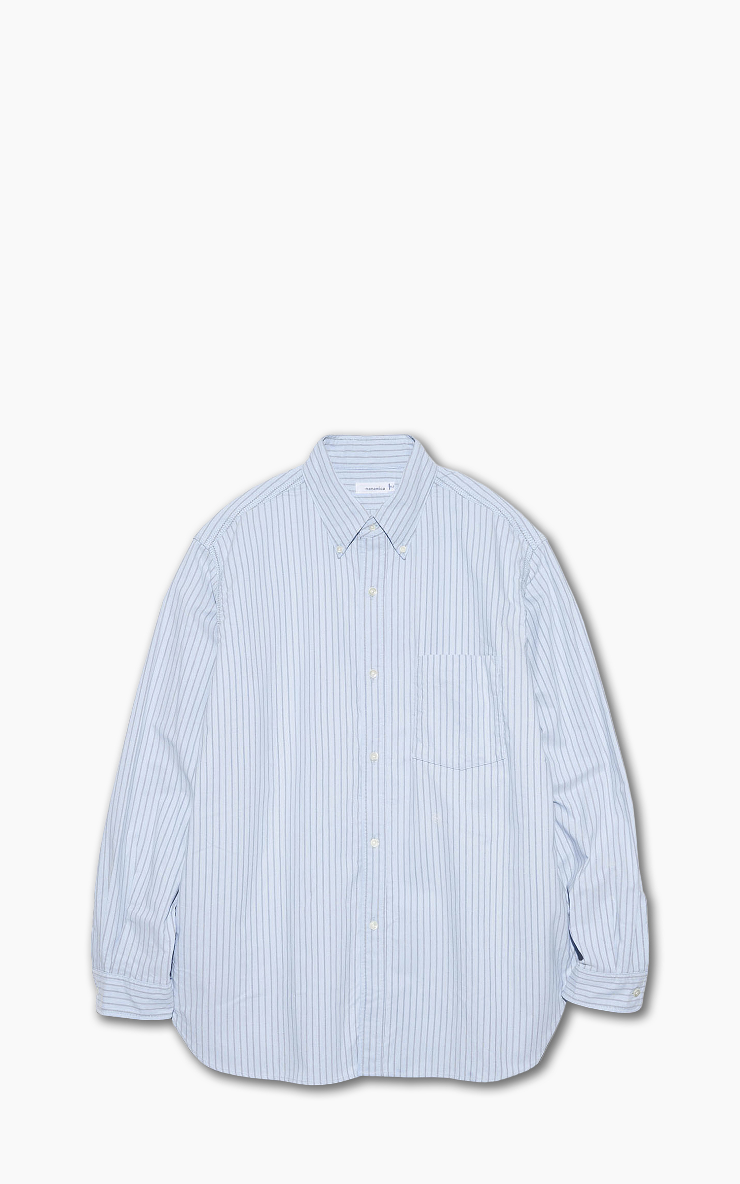 Nanamica Button Down Stripe Wind Shirt Sax | Cultizm