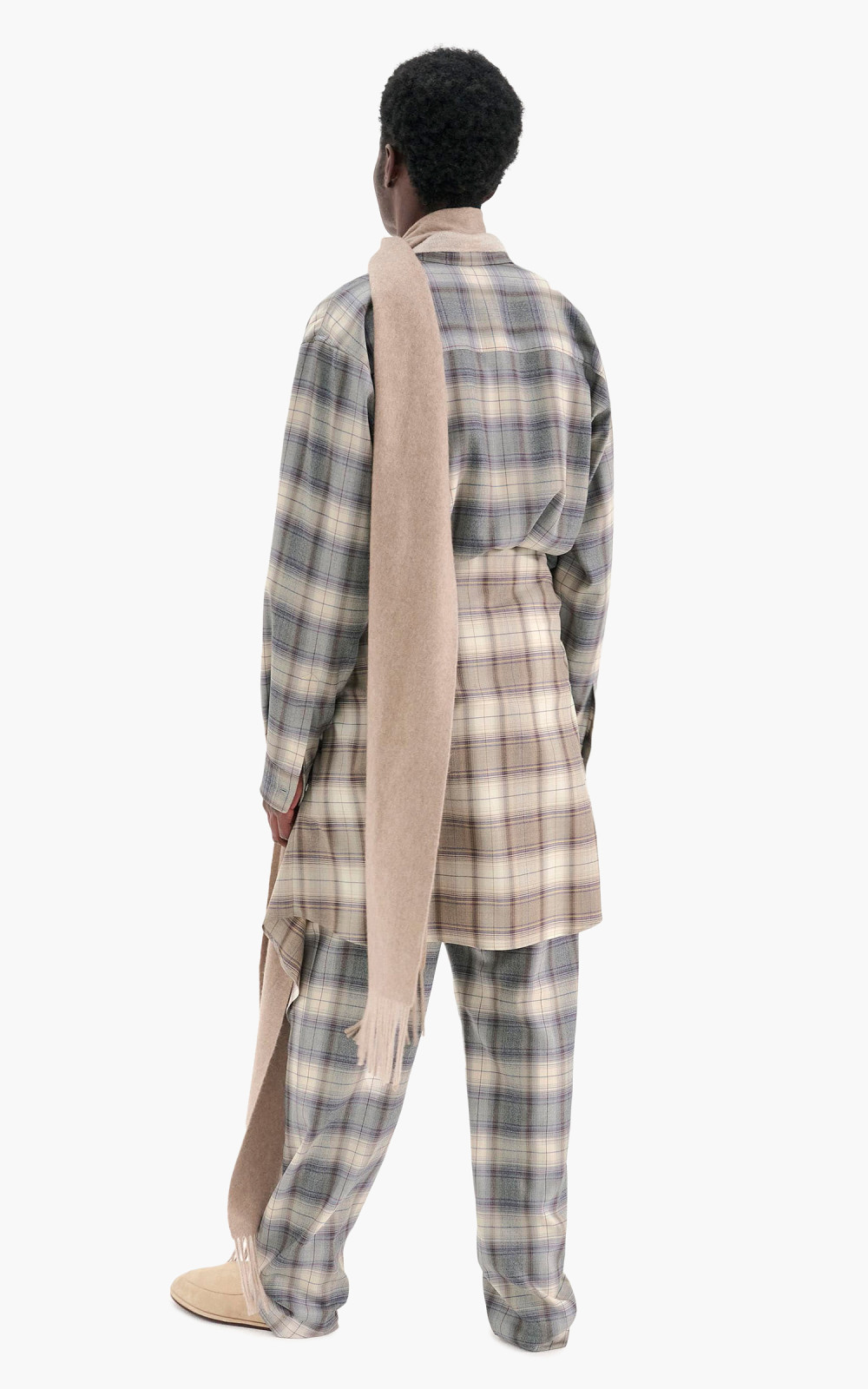 Auralee Super Light Wool Check Shirt Gray Check | Cultizm