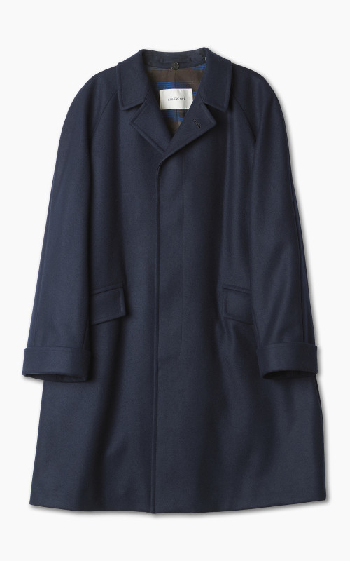 Coherence Corb Melton Wool Jersey Coat Dark Blue