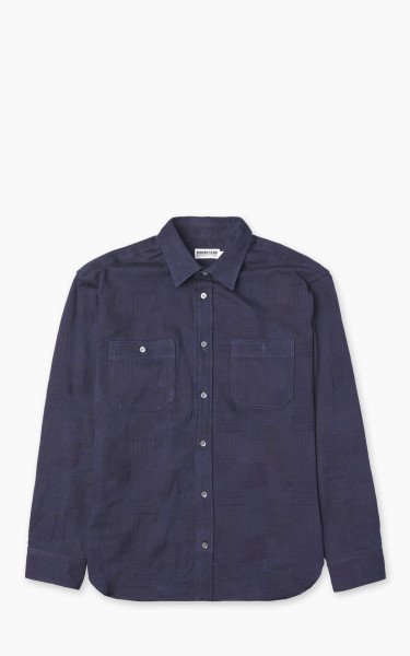 Momotaro Jeans MXLS1026 Indigo Dyed Sashiko Jacquard Shirt Indigo