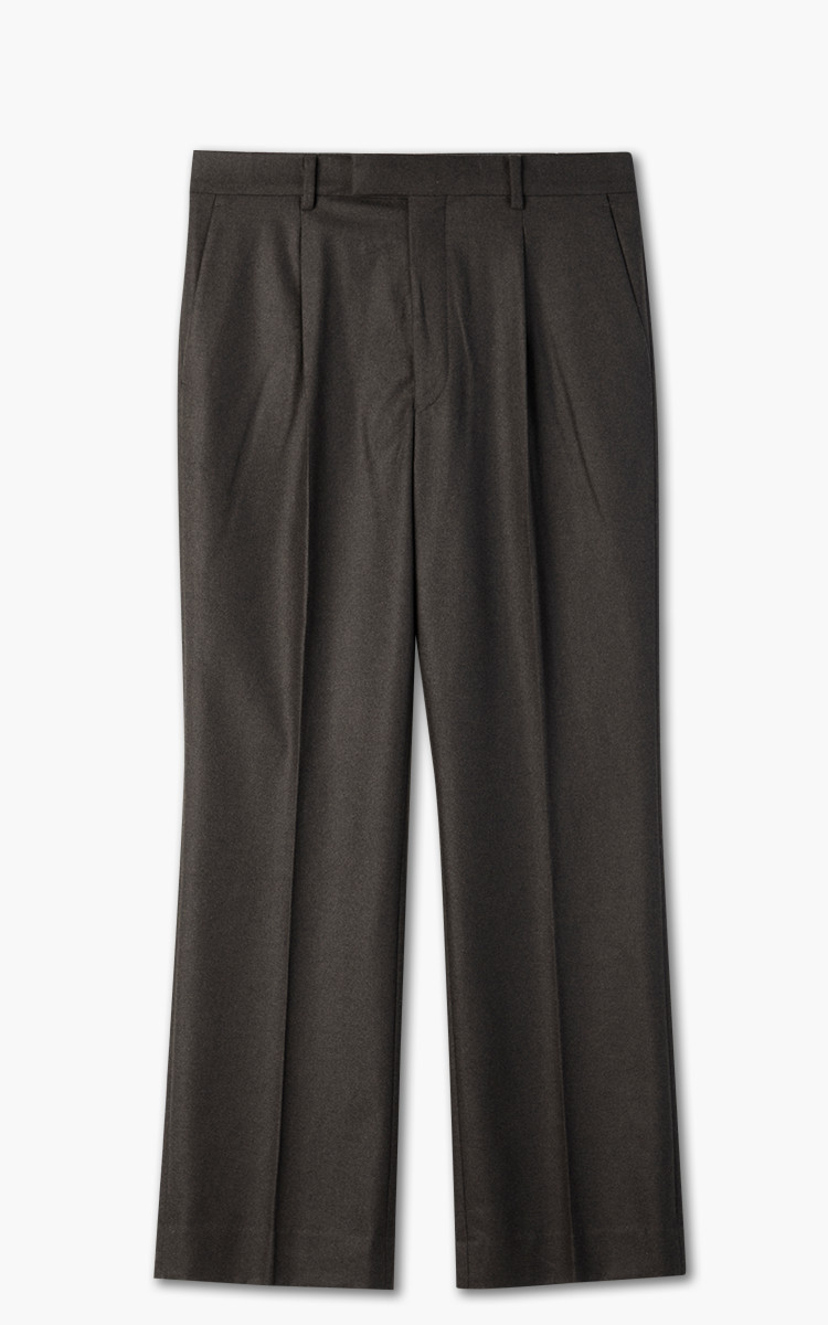 Auralee Wool Fulling Flannel Slacks Top Dark Brown | Cultizm