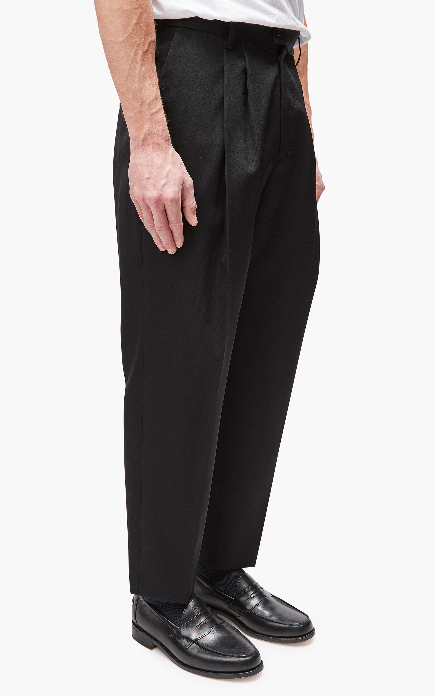 stein Wide Tapered Trousers Black | Cultizm