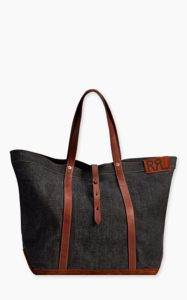 RRL Howard Leather-Trim Denim Tote Bag Indigo