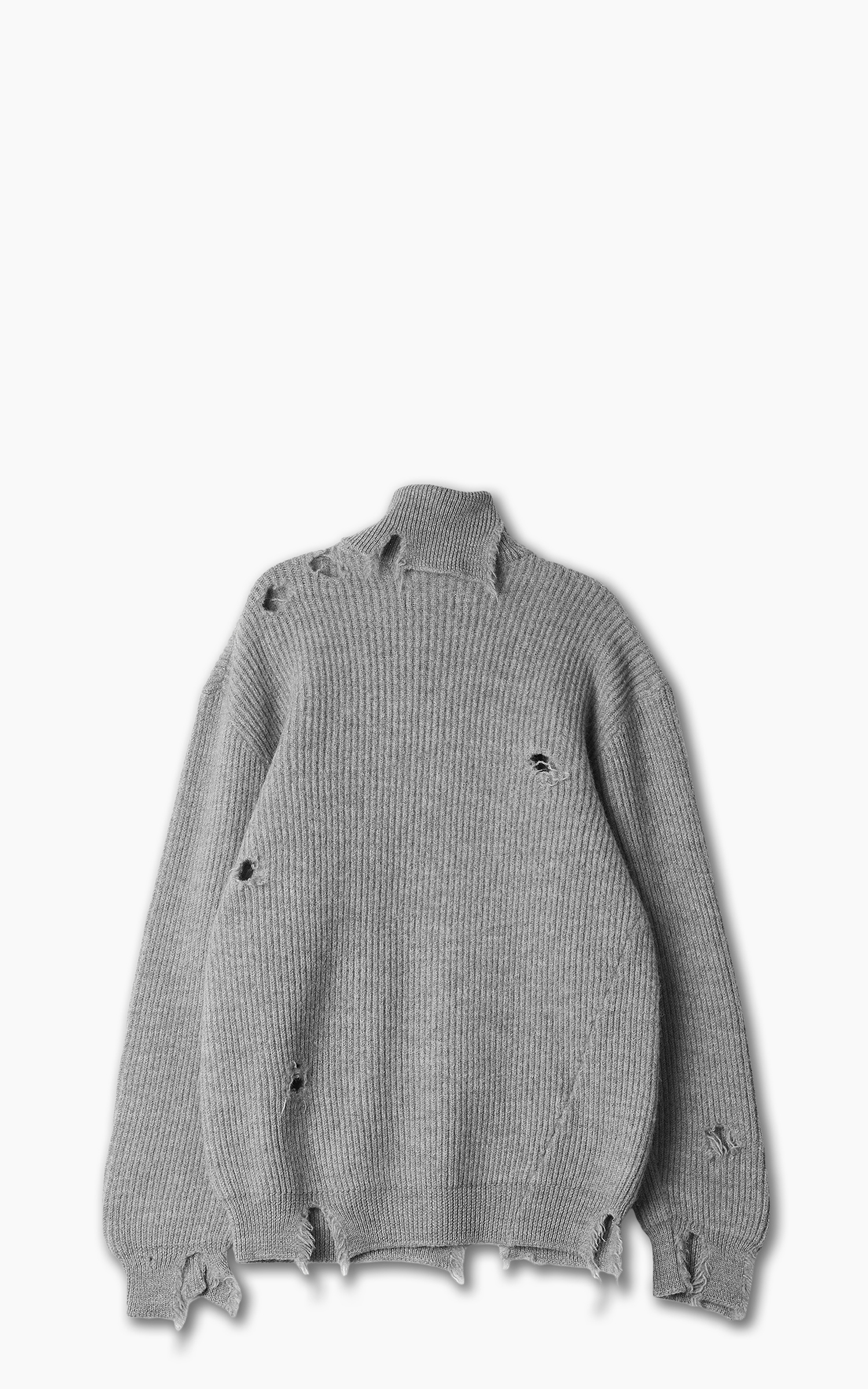 Destroyed Turtleneck Sweater Light Grey