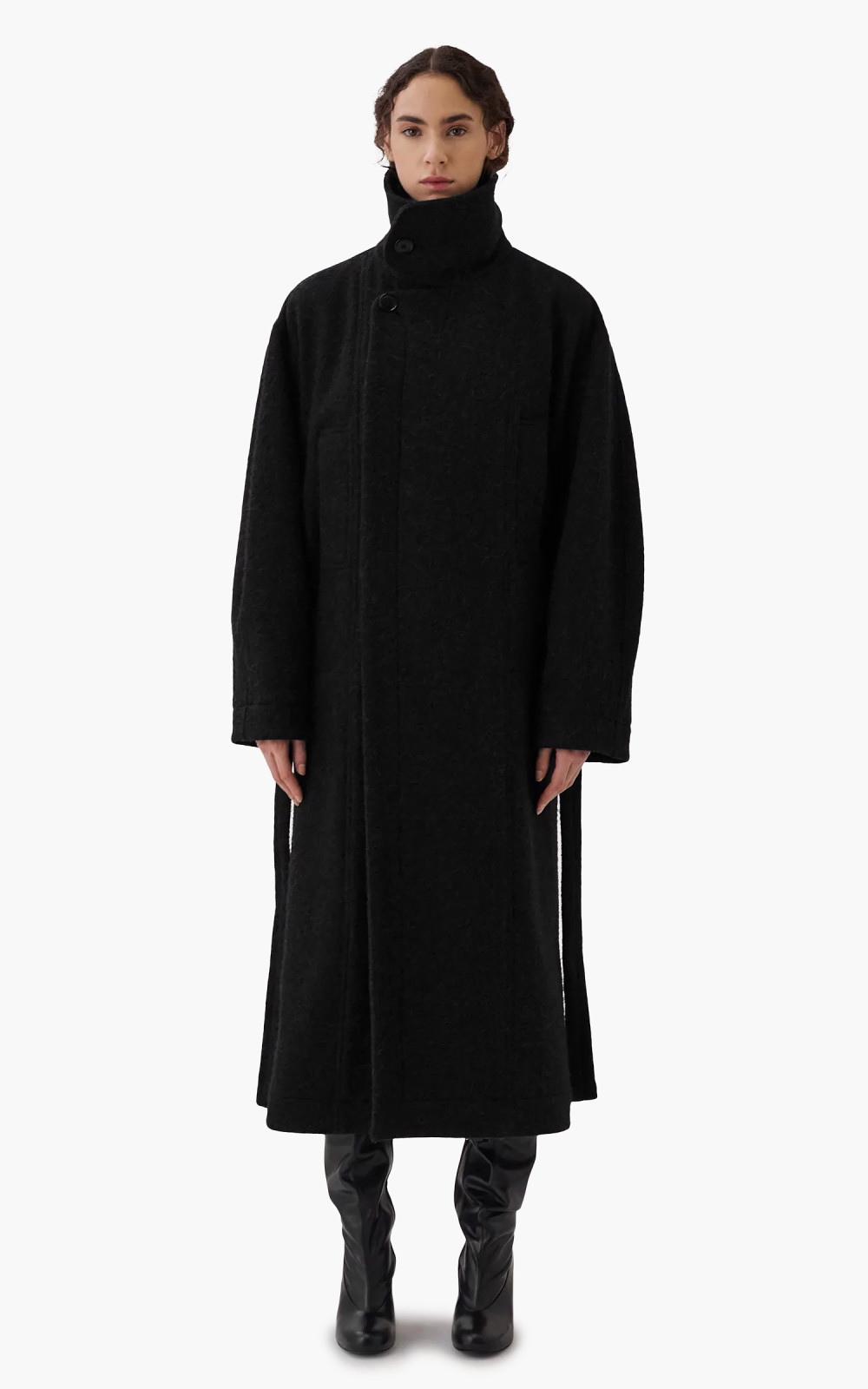 Lemaire Bathrobe Coat Soft Alpaca Wool Black | Cultizm