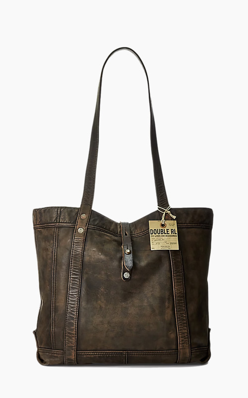 RRL Carter Tote Leather Bag Black Over Brown