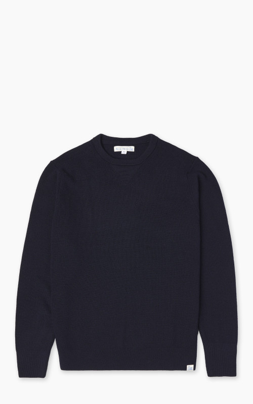 Merz b. Schwanen MWCC01 Classic Crew Merino Pullover Dark Navy