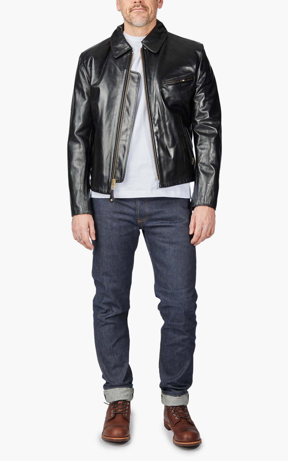 Schott NYC 689H Racer Motorcycle Leather Jacket Black | Cultizm