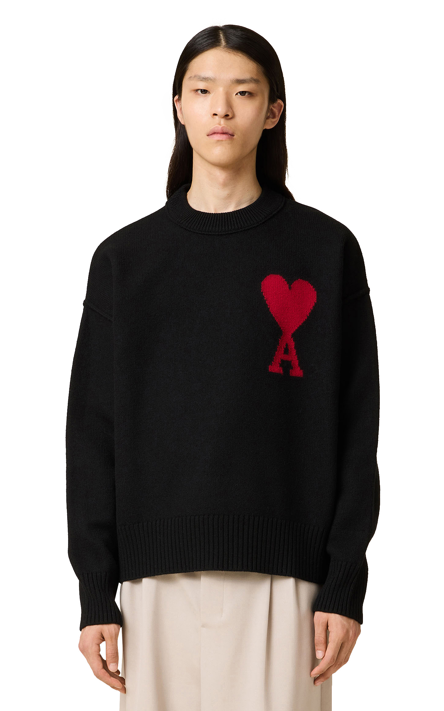 AMI Paris Red ADC Sweater Black | Cultizm