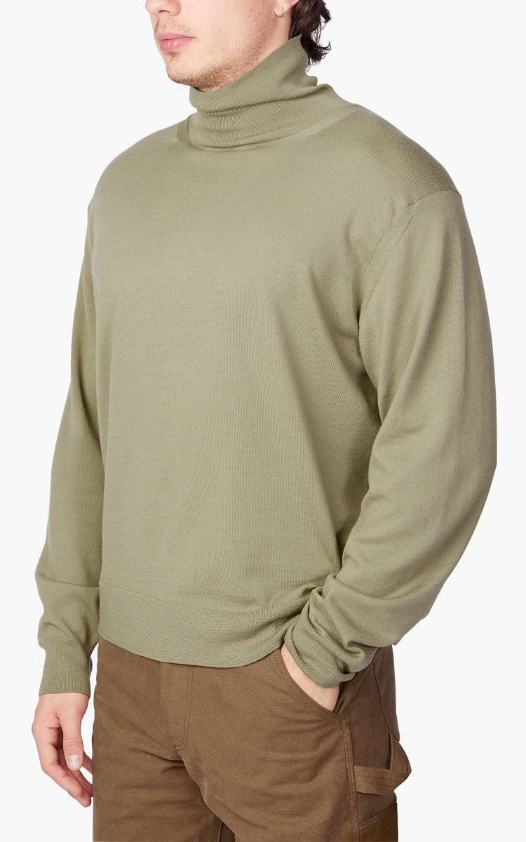 Auralee Super High Gauge Wool Knit Turtle Khaki Beige | Cultizm