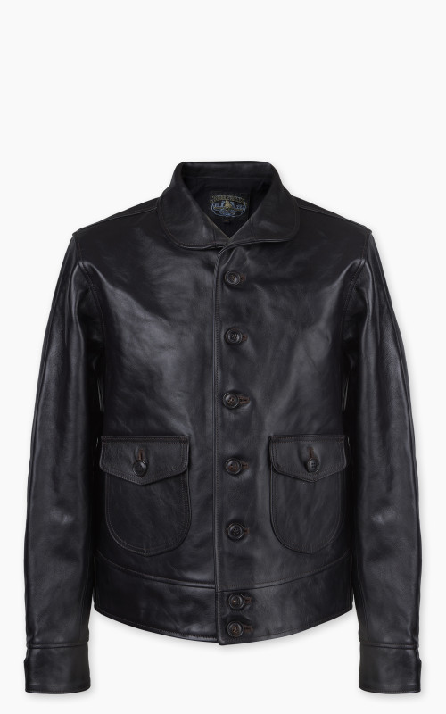 Double Helix Classic 1920s Horsehide Leather Jacket Black