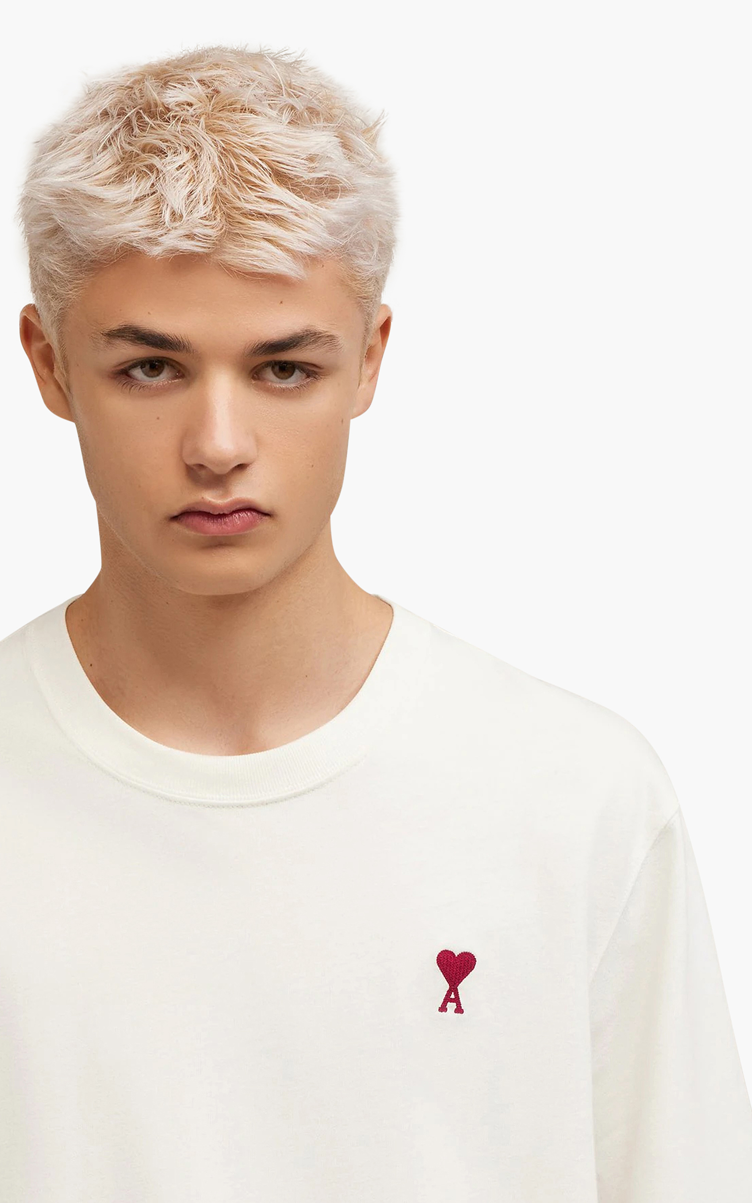 AMI Paris Red Ami De Coeur Boxy Fit T-Shirt White | Cultizm