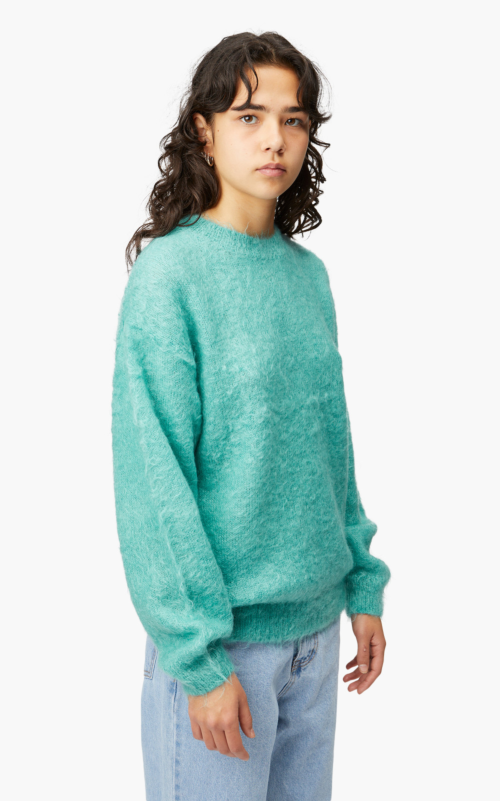 Auralee W Brushed Super Kid Mohair Knit P/O Blue | Cultizm