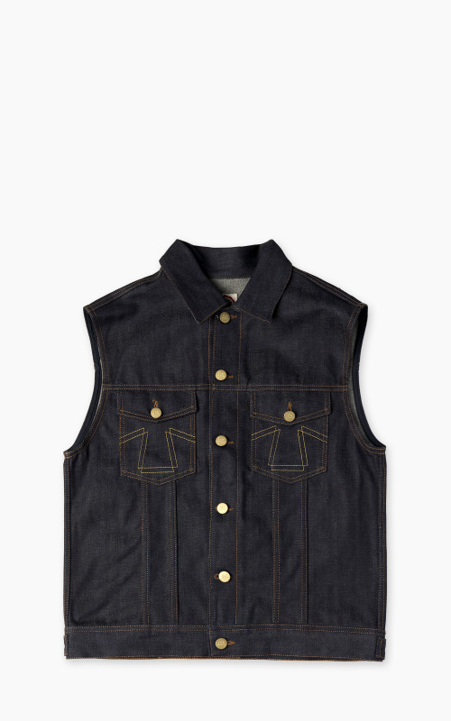 Eat Dust Fit 736 Biker Denim Vest Indigo Blue 13.75oz