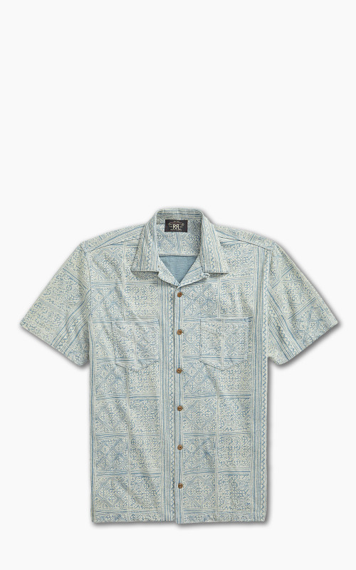 RRL Camp Shirt Print Jersey Indigo