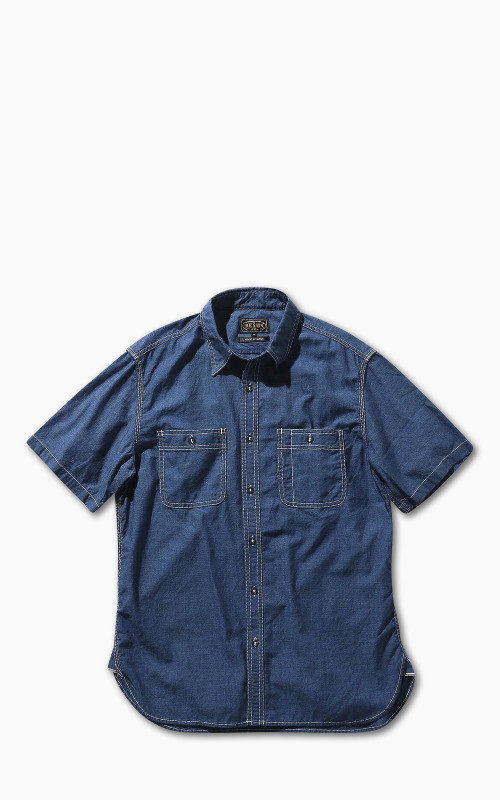 Beams Plus Short Sleeve Work Shirt Chambray Indigo