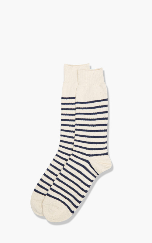 Anonymous Ism Socks Re Cotton Stripe Crew Navy 17510400-49