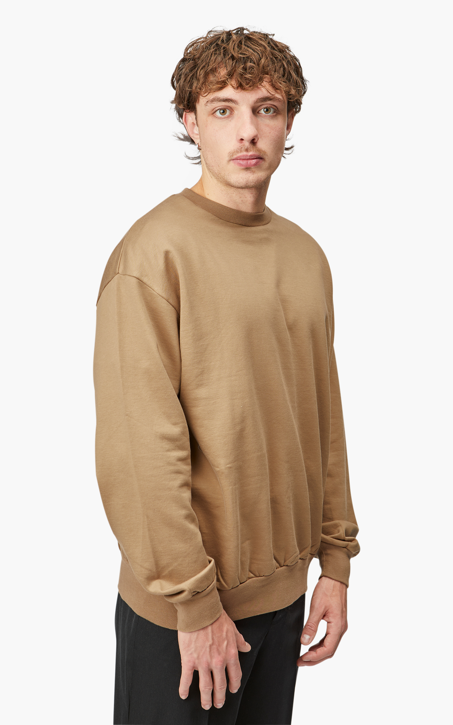 Auralee Elastic High Gauge Sweat P/O Light Brown | Cultizm