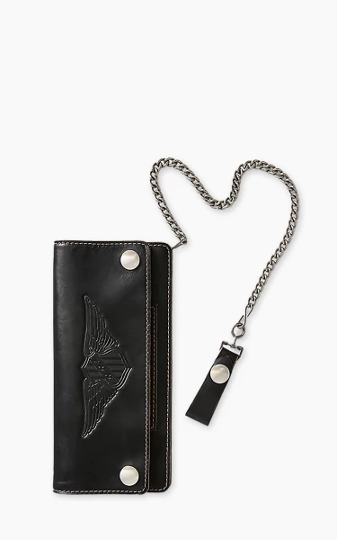 RRL Leather Chain Wallet Black Over Brown