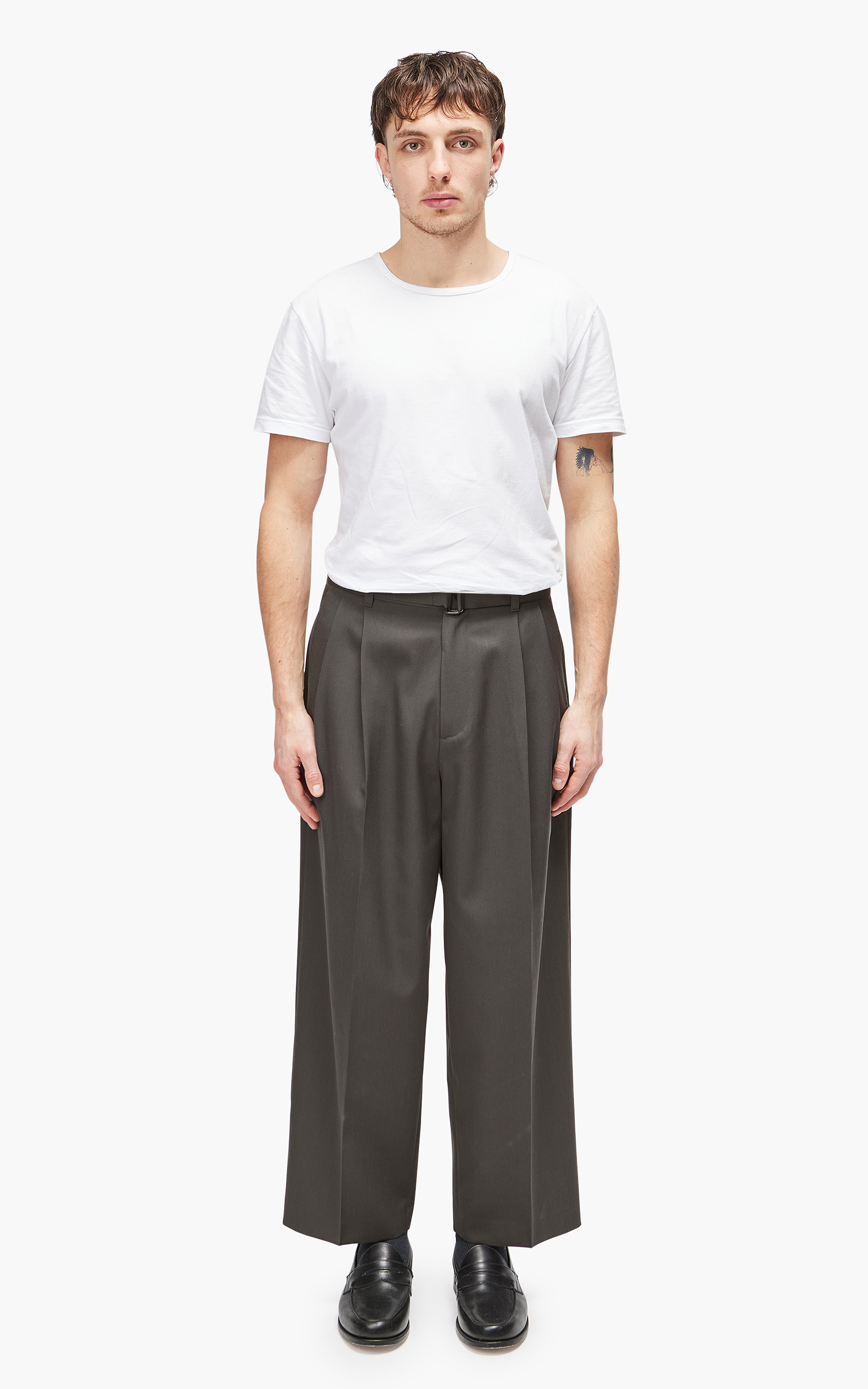 stein Belted Wide Trousers Grey | Cultizm