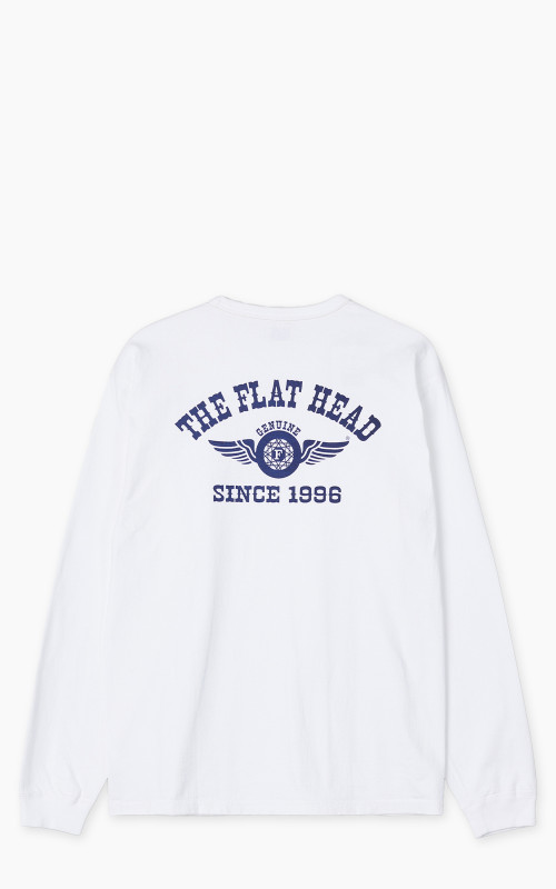 The Flat Head FN-THCL-202 L/S T-Shirt Flying Wheel White