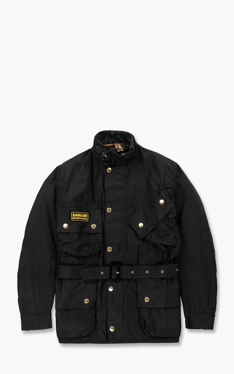 Barbour international wax jacket black online