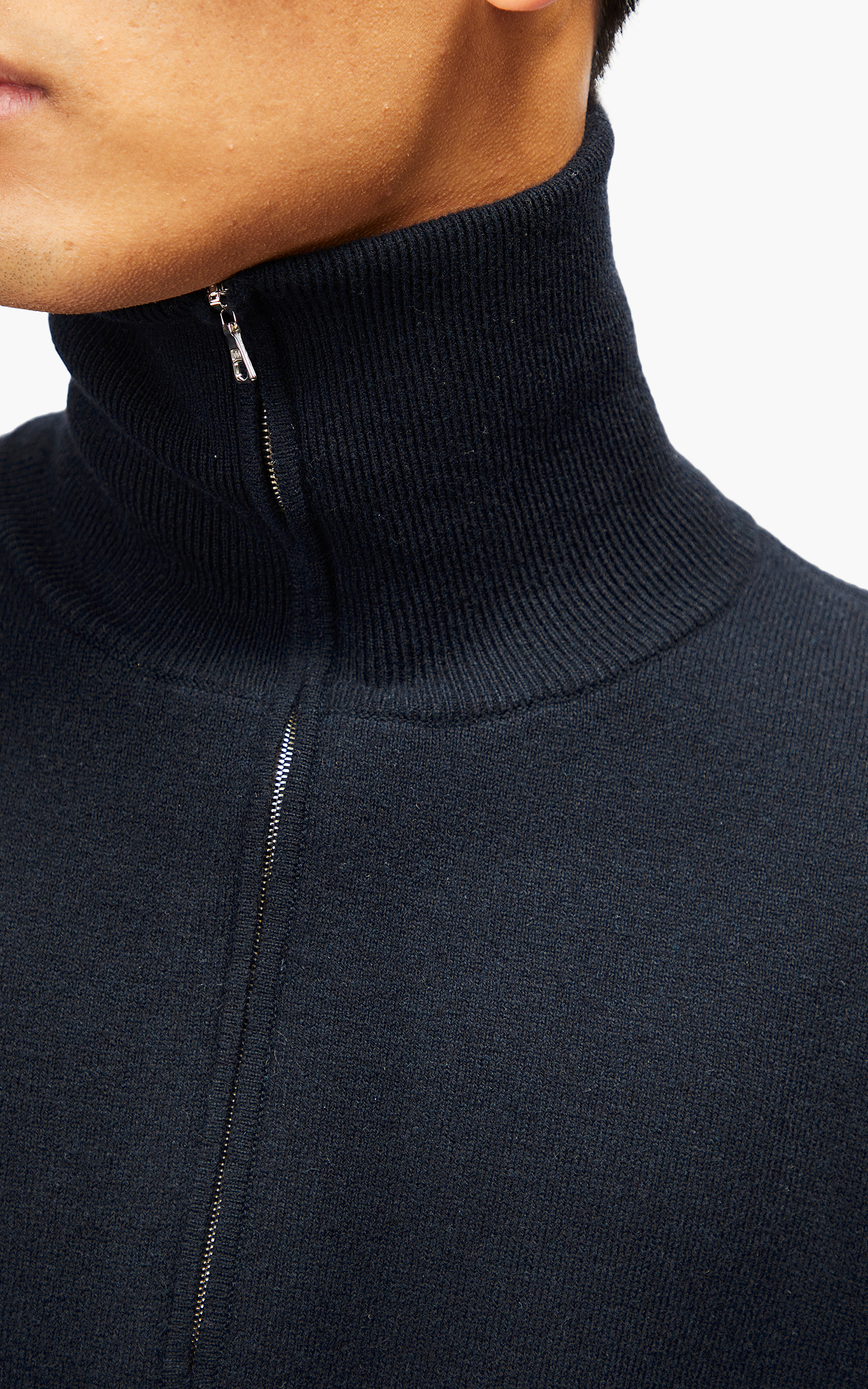 Scye Double Faced Knit Half Zip Sweater Navy | Cultizm