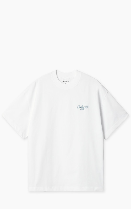 Carhartt WIP S/S Signature Script T-Shirt White/Dusty Ice