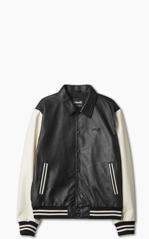 Schott NYC LCCOACHVARS Varsity Jacket Leather Black/Off White