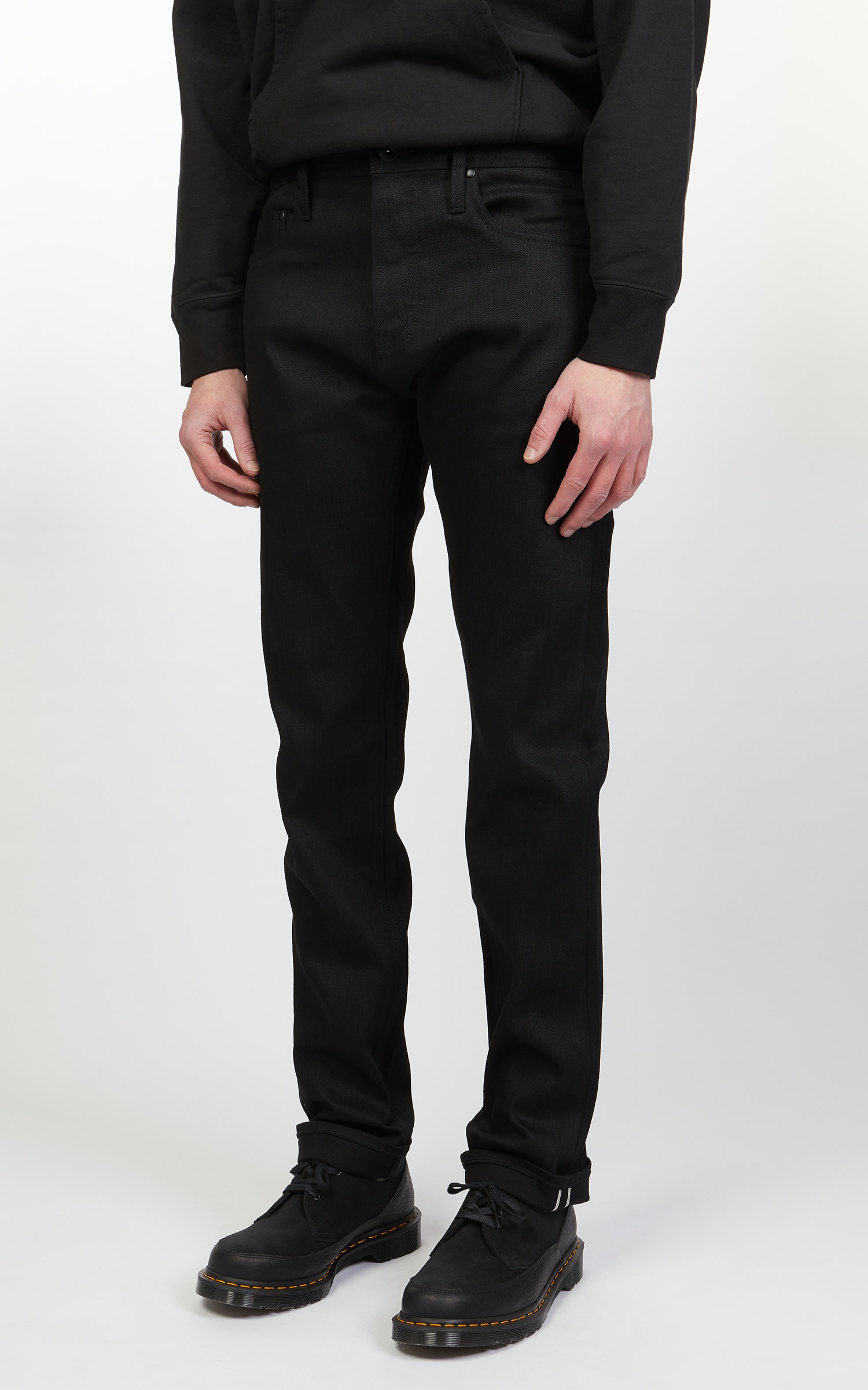 The Unbranded Brand UB244 Tapered Fit Stretch Selvedge Black 11oz Cultizm