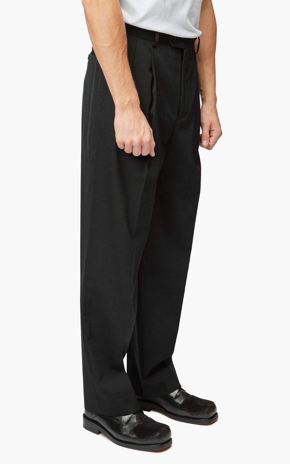 Auralee Super Fine Wool Cotton Twill Slacks Black | Cultizm