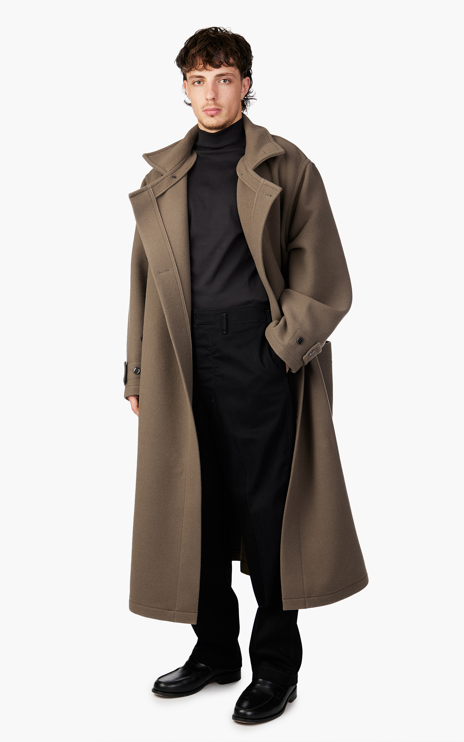 Lemaire Wrap Coat Wool Dark Squirrel | Cultizm