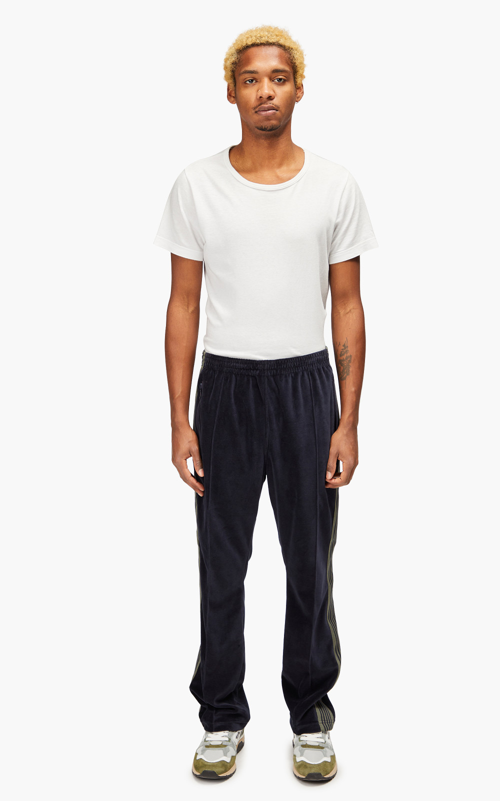 Needles Narrow Track Pant C/Pe Velour Navy | Cultizm