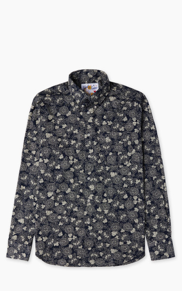 Naked &amp; Famous Denim Easy Shirt Kimono Floral Print Indigo