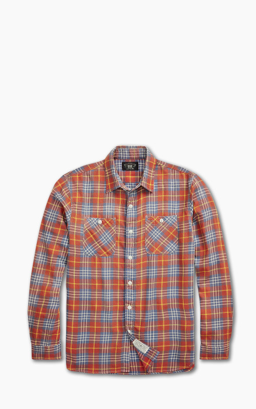 RRL Farrell Plaid Twill Workshirt Red/Blue