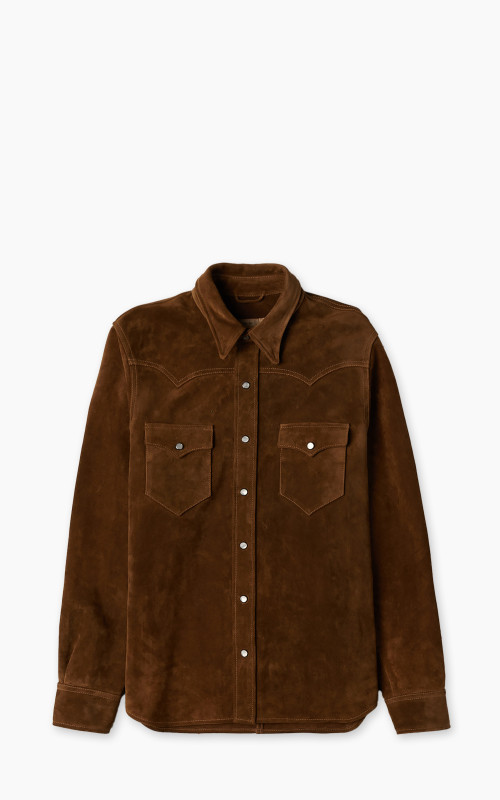 Fortela Ranch Western Suede Shirt Jacket Brown