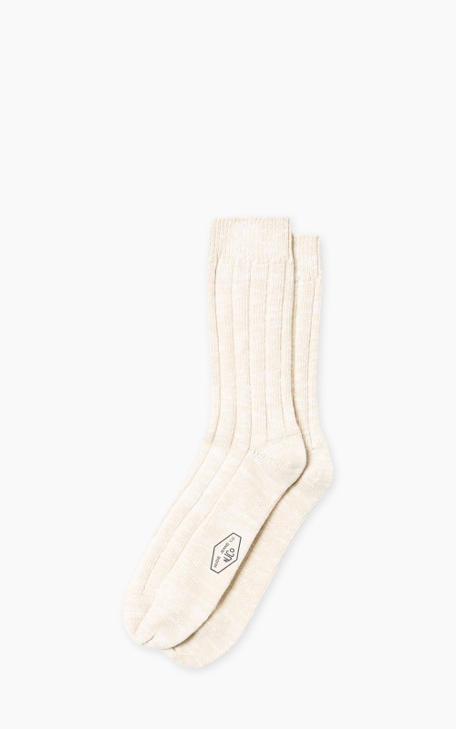 Nudie Jeans Men Broad Rib Socks Ecru