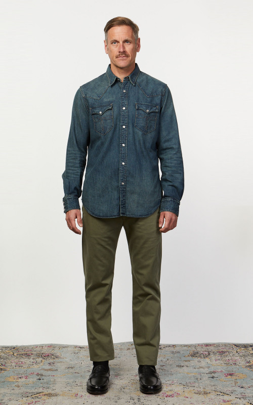 RRL Buffalo Western Shirt Denim Dark Wash | Cultizm