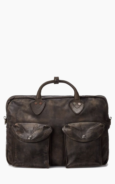 RRL Cargo Leather Briefcase Dark Brown