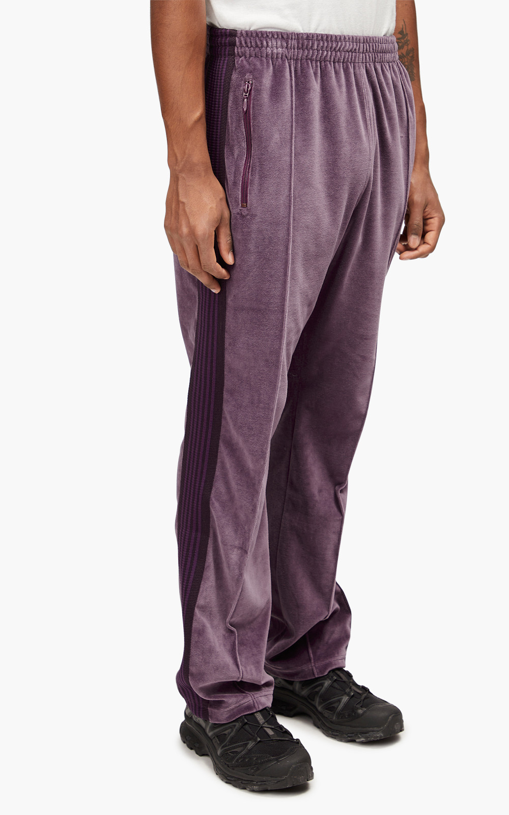 Needles Narrow Track Pant C/Pe Velour Purple | Cultizm