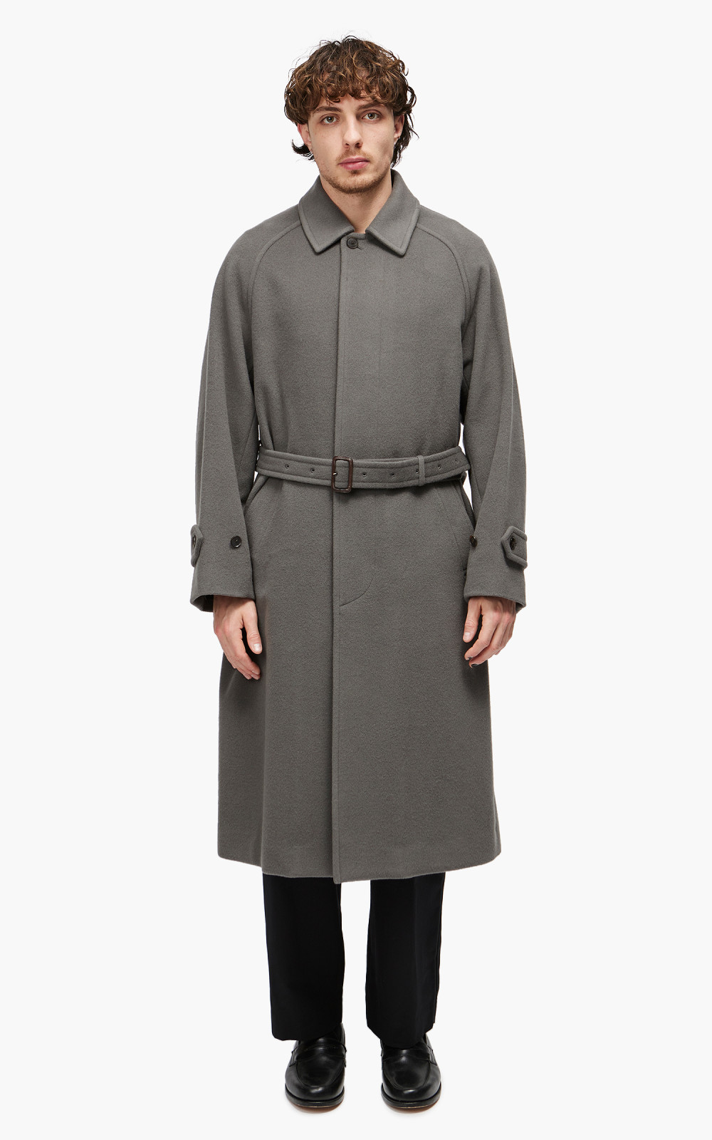 Auralee Cashmere Wool Mosser Soutien Collar Coat Grey | Cultizm