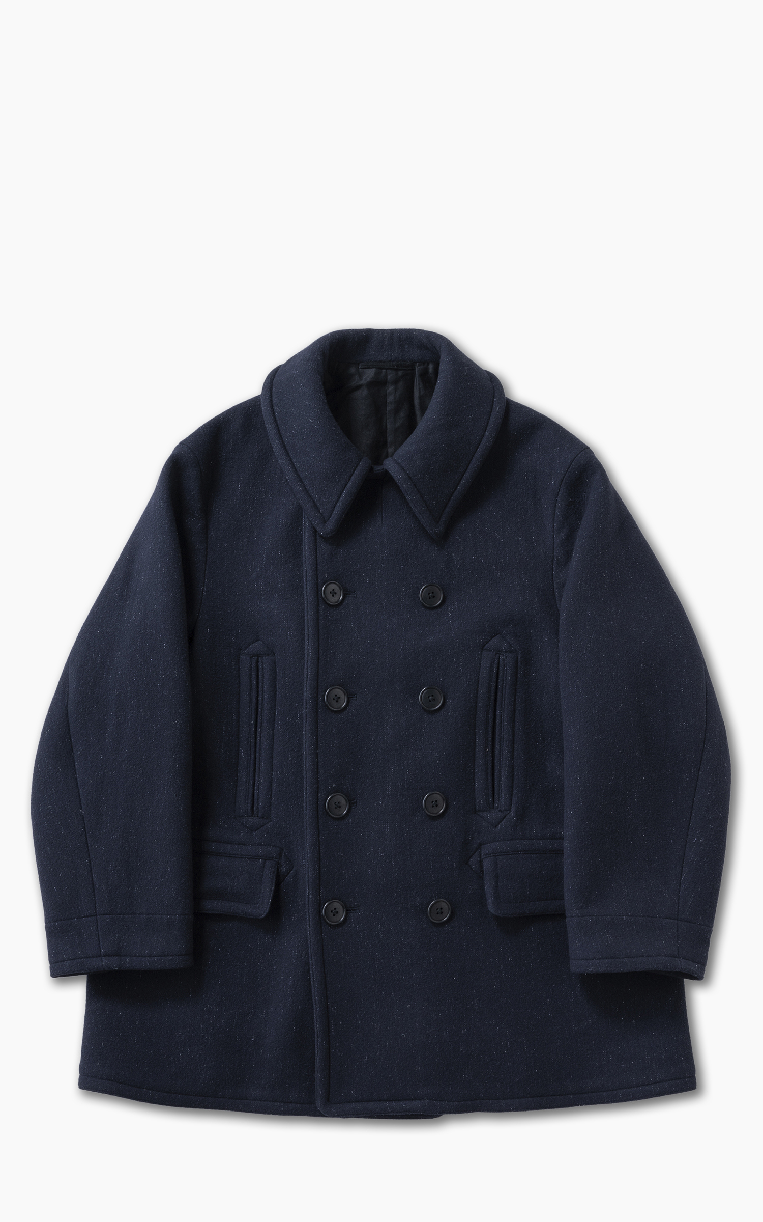Kaptain Sunshine Pea Coat Melton Wool Navy | Cultizm