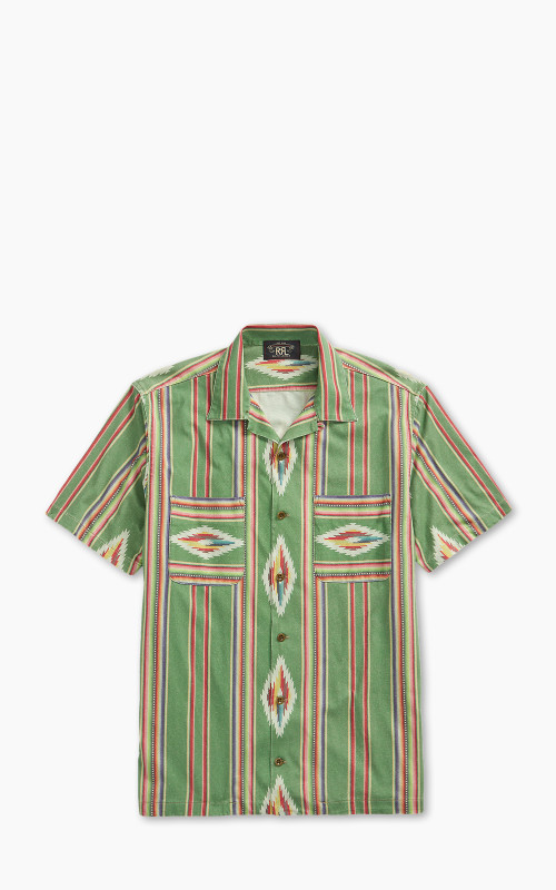 RRL Camp Shirt Print Jersey Green/Red/Cream Multi