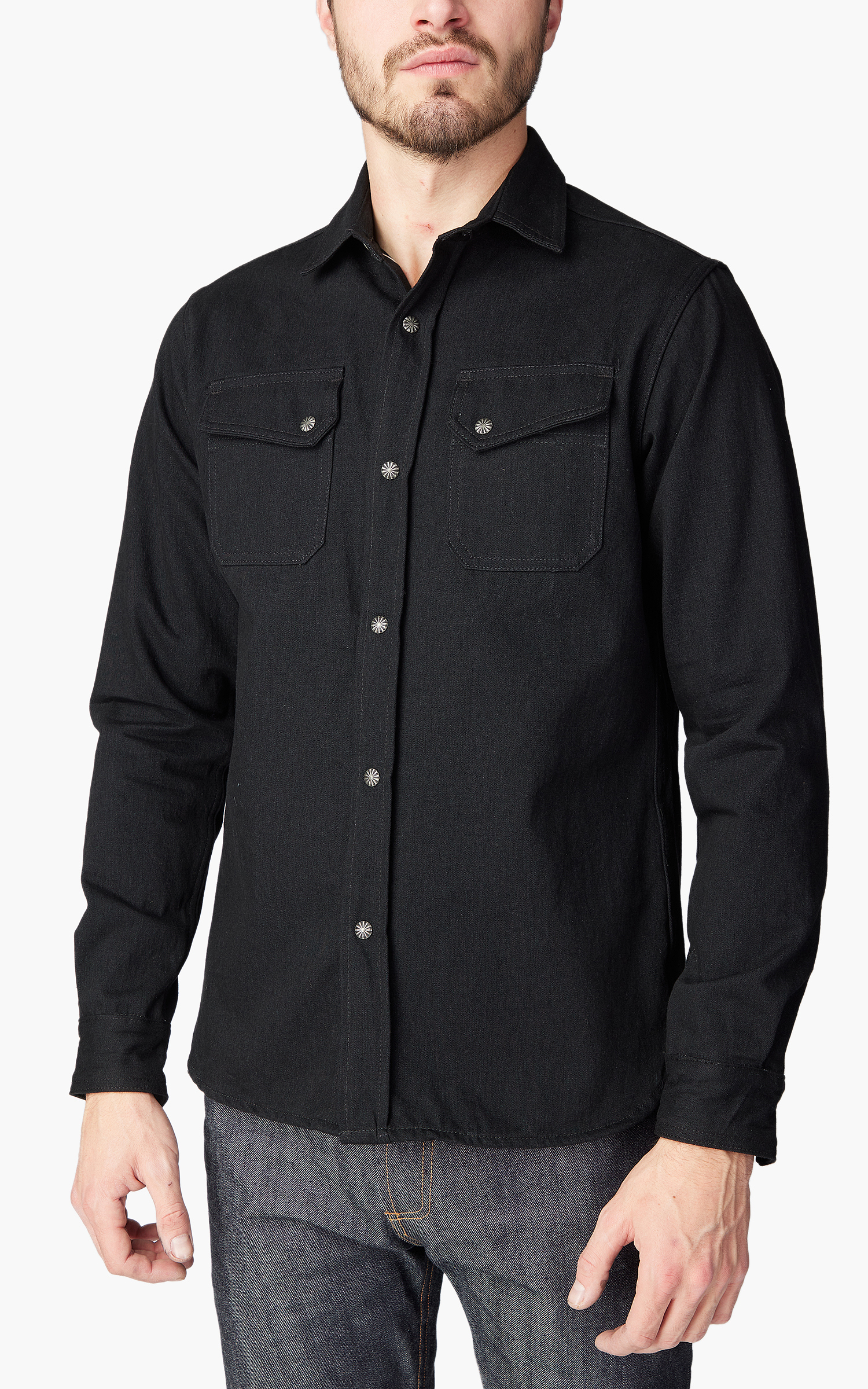 3sixteen Crosscut Western Shirt Selvedge Denim Black | Cultizm