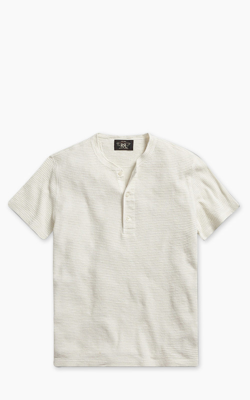 RRL Waffle-Knit Henley Shirt Paper White