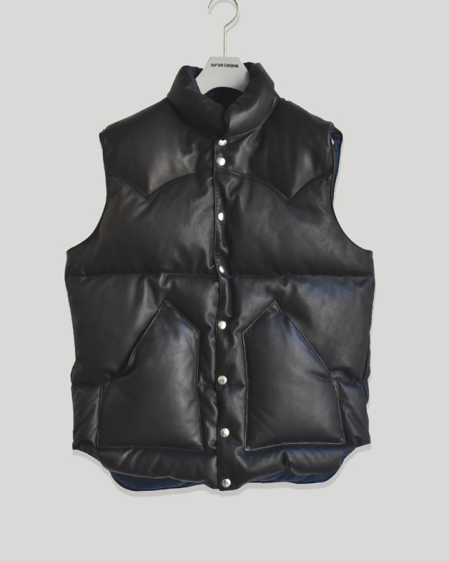 Kaptain Sunshine x Rocky Mountain Featherbed Leather Down Vest Black